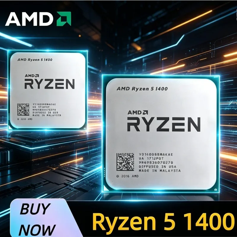 AMD Ryzen 5 1400 Socket AM4 CPU 4C8T 3.2GHz Up to 3.4GHz 8MB L3 Cache 65W Unlocked Desktop Gaming Processor