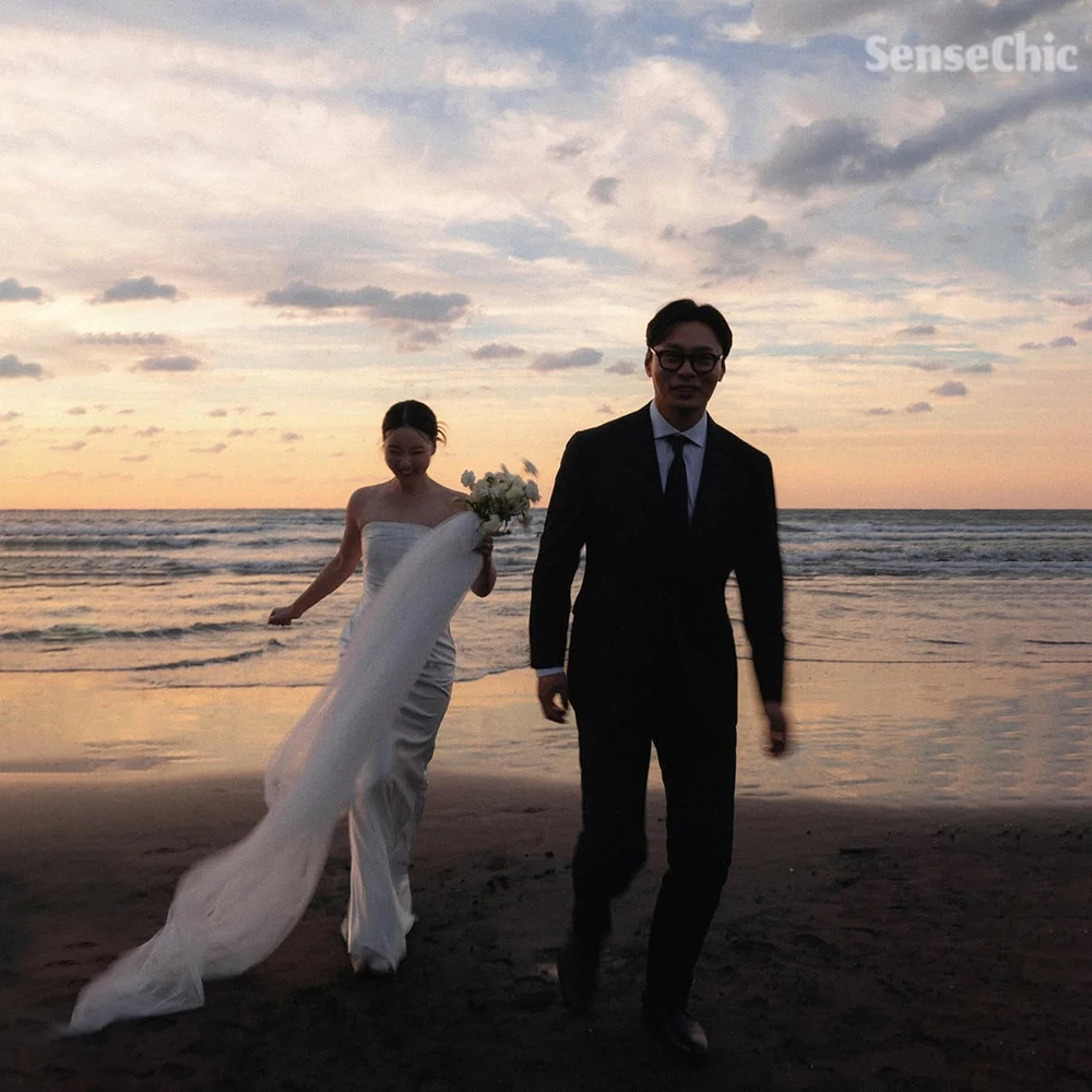 

Wedding Dresses Luxury 2025 Korea Simple Sleeveless Elegant Mermaid Bridal Gown For Women Stunning Reception Dress Customized