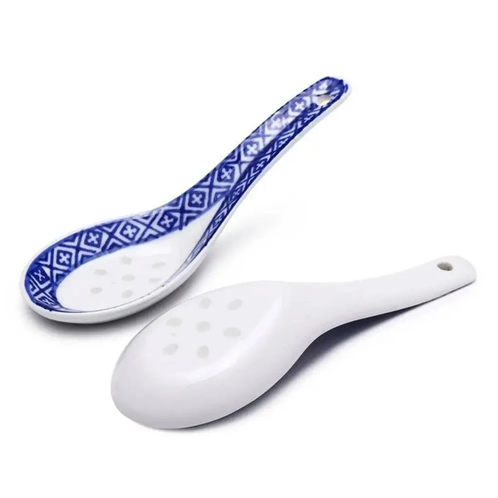 1Pcs Blue And White Ceramic Spoon Congee Spoon Dessert Spoon