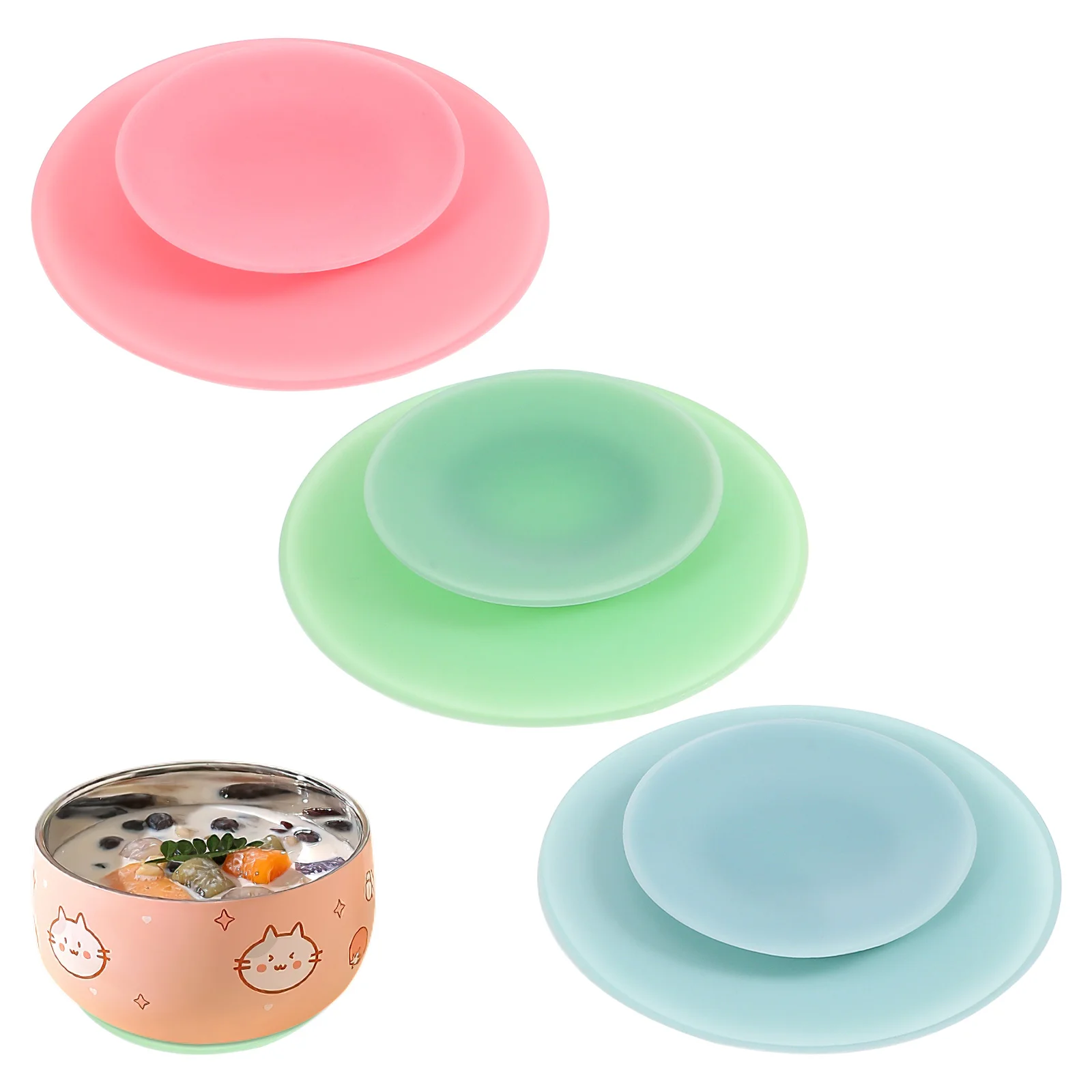 3 Pcs Plate Fixing Sucker Infant Tableware Toddler Baby Double Sided Suction Cups