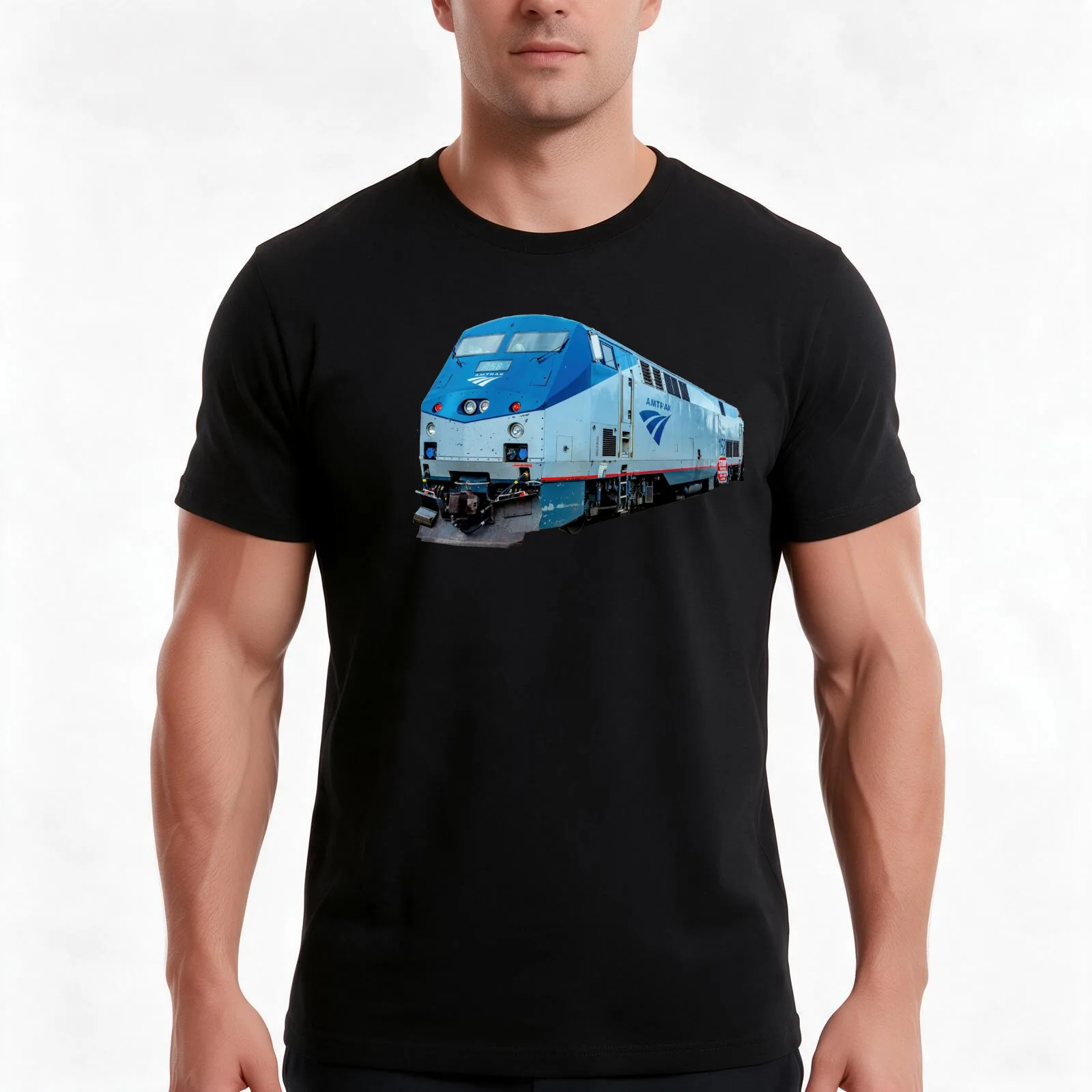 Amtrac Locomotive T-Shirt Summer Casual Cotton Tee Oversized Streetwear Tops Vintage Graphic Print Loose Fit Short Sleeve