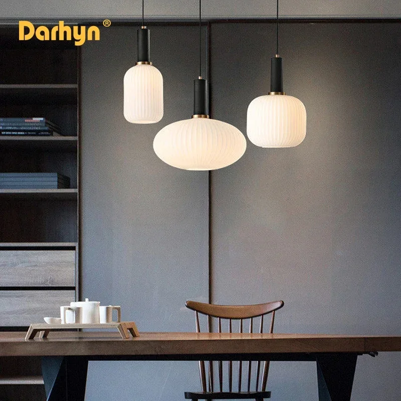 Nordic Restaurant Pendant Lights Glass Pendant Light For Living Dinning Room Lamp Simple Bedside Lustre LED E27 pendant Lighting