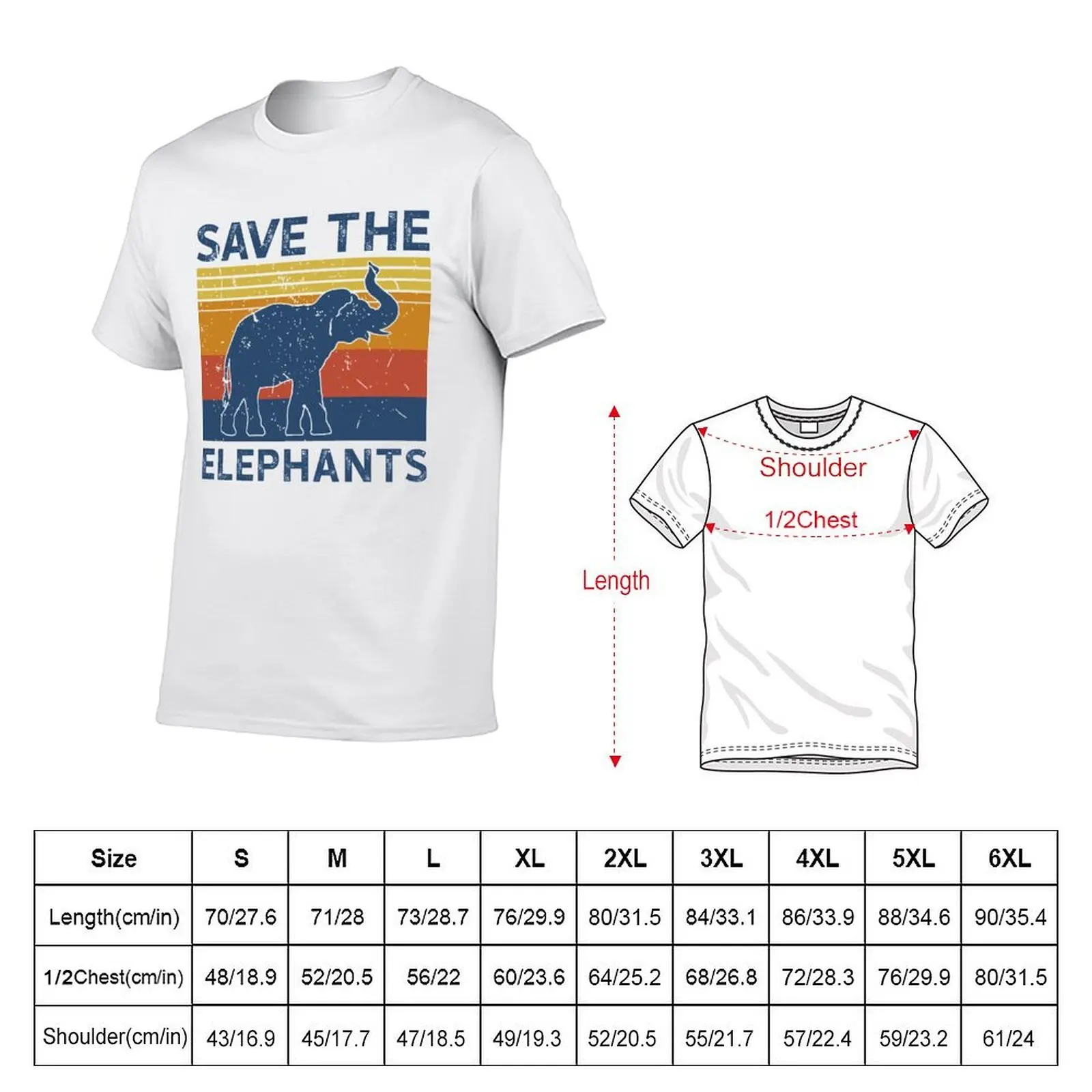 Vintage Save The Elephants T-Shirt cotton t shirt pack man t shirt cotton T-Shirt