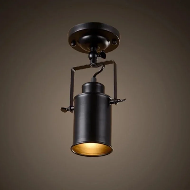 

Loft industrial retro track spotlights black single head four headlights American shop bar lighting led ceiling lamp