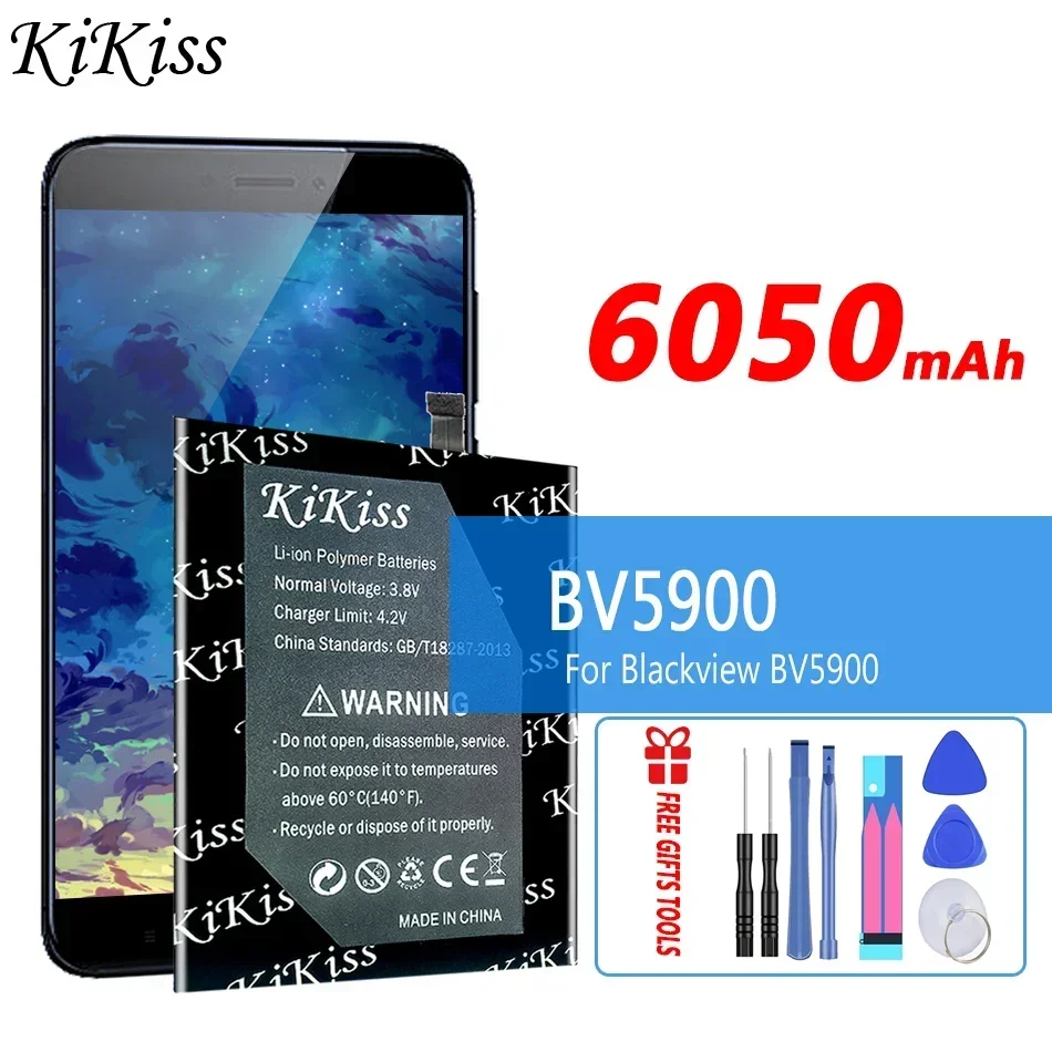 

KiKiss для Blackview BV5900, аккумулятор высокого качества, аккумулятор большой емкости 6050 мАч для смартфона Blackview BV5900 + бесплатные инструменты