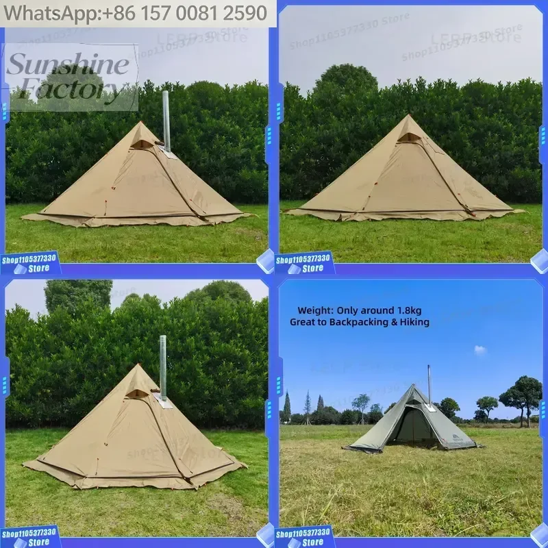 Winter Four-season Ultralight Pyramid Stove Camping Tent with Chimney Pipe Stove Jack Waterproof Outdoor Equipment