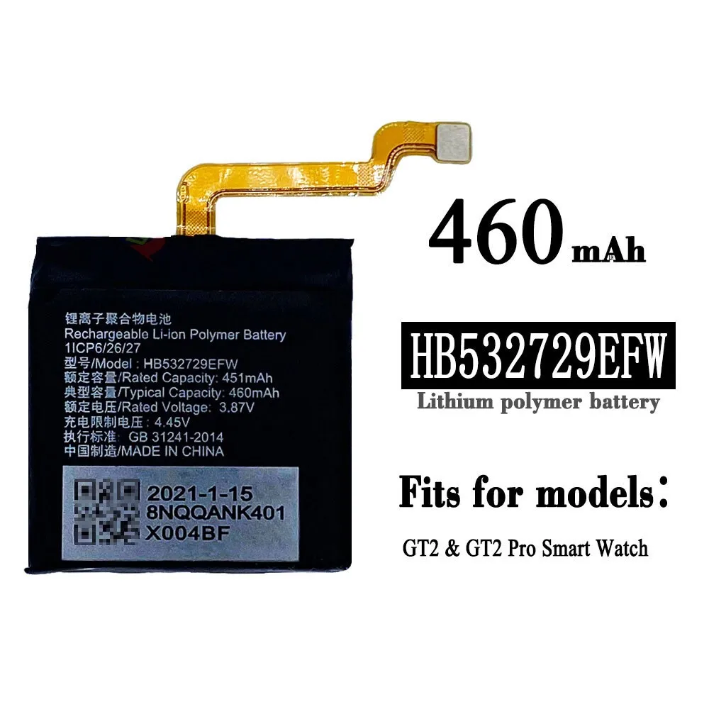 Suitable Battery For HUAWEI HB532729EFW GT2 GT2 PRO 460mAh Watch batteries