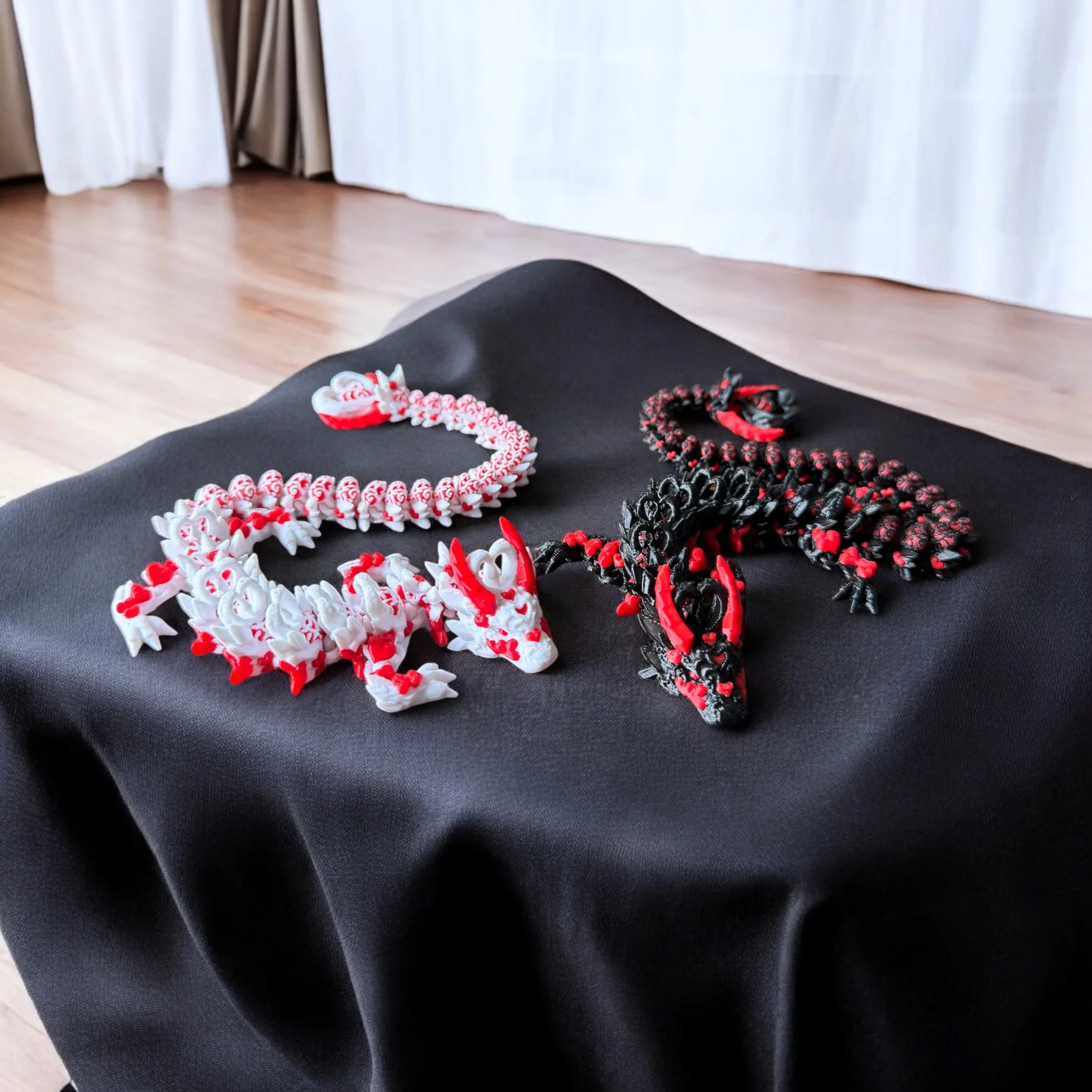 1 Piece Black and Red Heart-Shaped Dragon Ornament, Heart-Shaped Dragon Decoration Craft, Fish Tank Landscaping Decoration, Bedroom Desktop Decoration