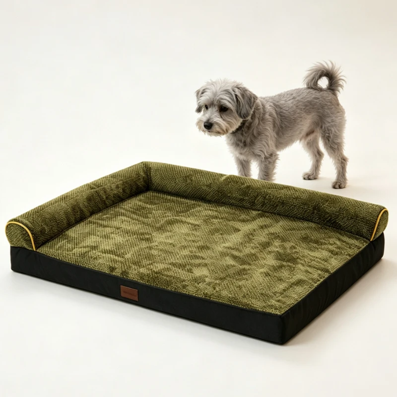 Dual Backrest Dog Bed Sofa Style Removable Washable Cover Waterproof for Medium Large Dogs Cats Warm Non‑slip All Season Pet Mat