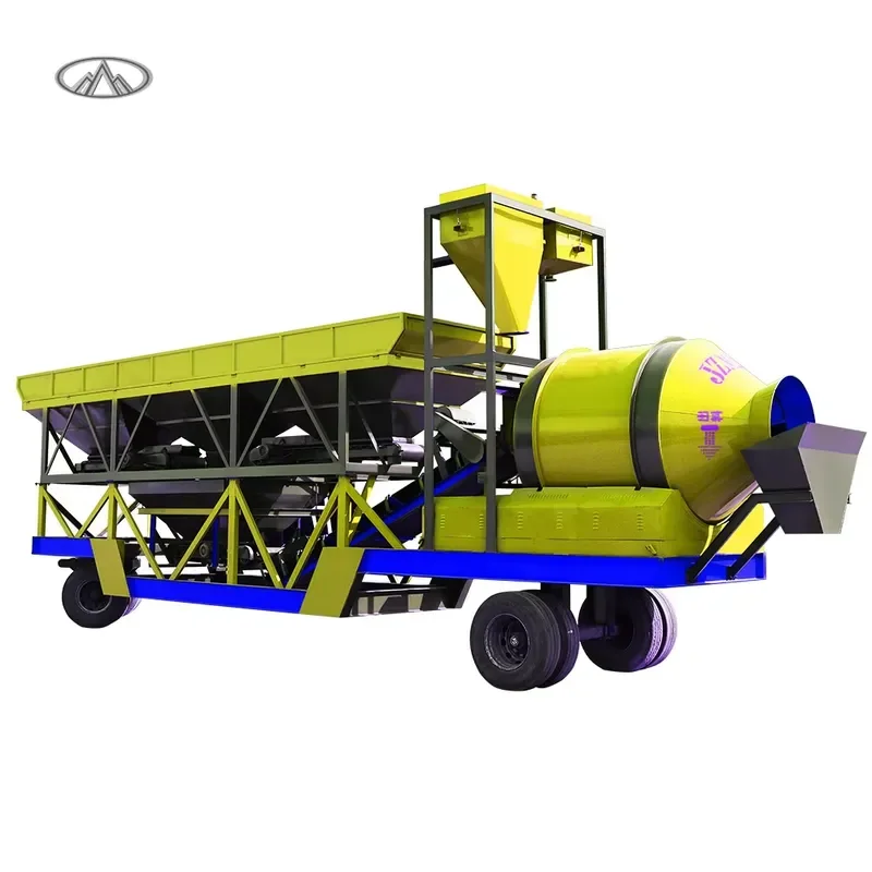Crusher New Condition 25-100m3/h Mobile Ready Mix Concrete Batch Plant Portable Mobile Concrete Drum Batching Plant