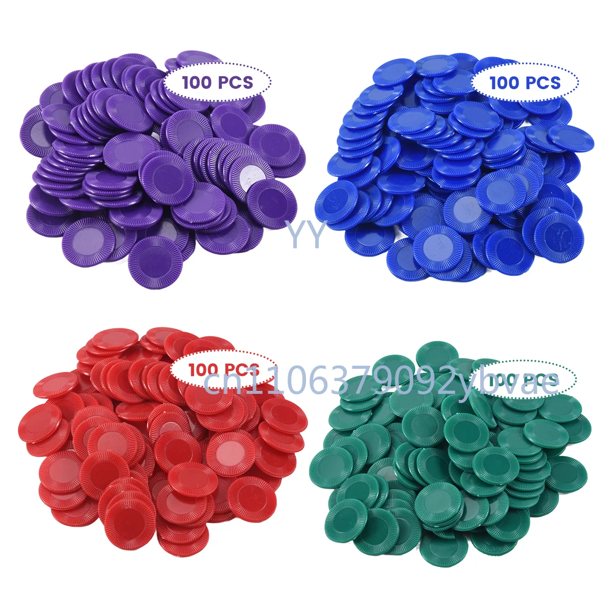 400 Pieces Plastic Poker Chips Game Chips 4 Colors Counter Card for Game Playing Counting Bingo Game Chips Card, 1