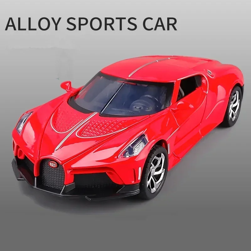 1:24 Bugatti Lavoiturenoire Alloy Sports Car Model Diecast Metal Toy Vehicles Car Model Simulation Sound and Light Kids Toy Gift