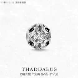 Charm Bead Black Love Knot 925 Sterling Silver Vintage Karma Jewelry Lucky Accessories For Men Women