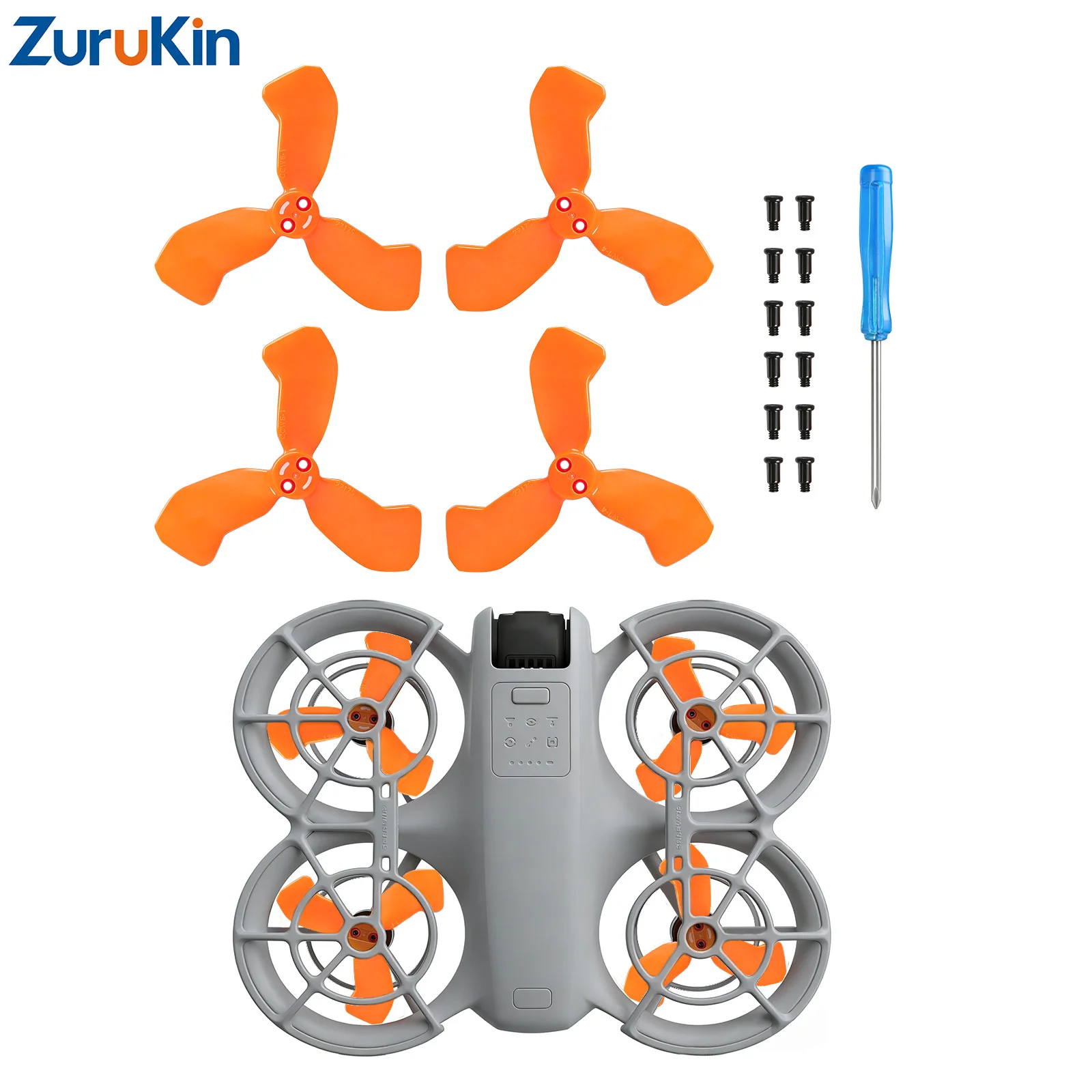 ZuruKin 2 Pairs Noise-Reducing Propellers for DJI NEO 2 Drone 2217S 3-Blade Props CW/CCW Durable High-Thrust Blades Freestyle