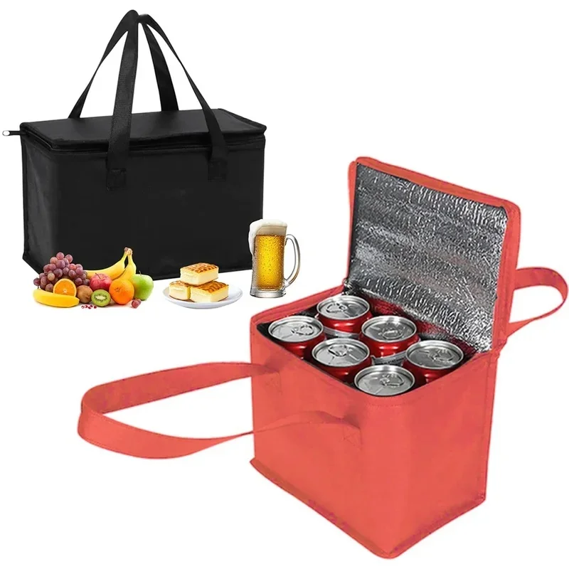 Image of Tragbare Lunch-Kühltasche, faltbare Isoliertasche für Picknick, Eispack, Lebensmittel-Thermotasche, Getränketräger, isolierte Taschen, Bier-Liefertasche