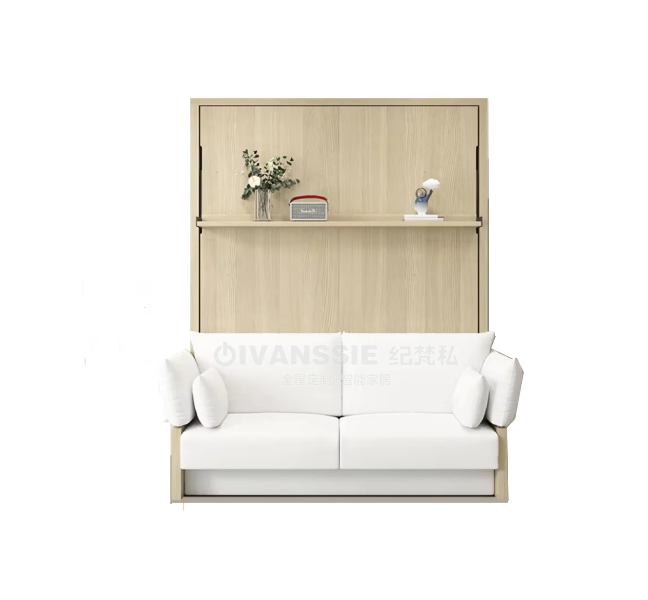 

Modern Foldable Murphy Bed and Wall Sofa Set for Custom-Sized Nordic Style Bedrooms