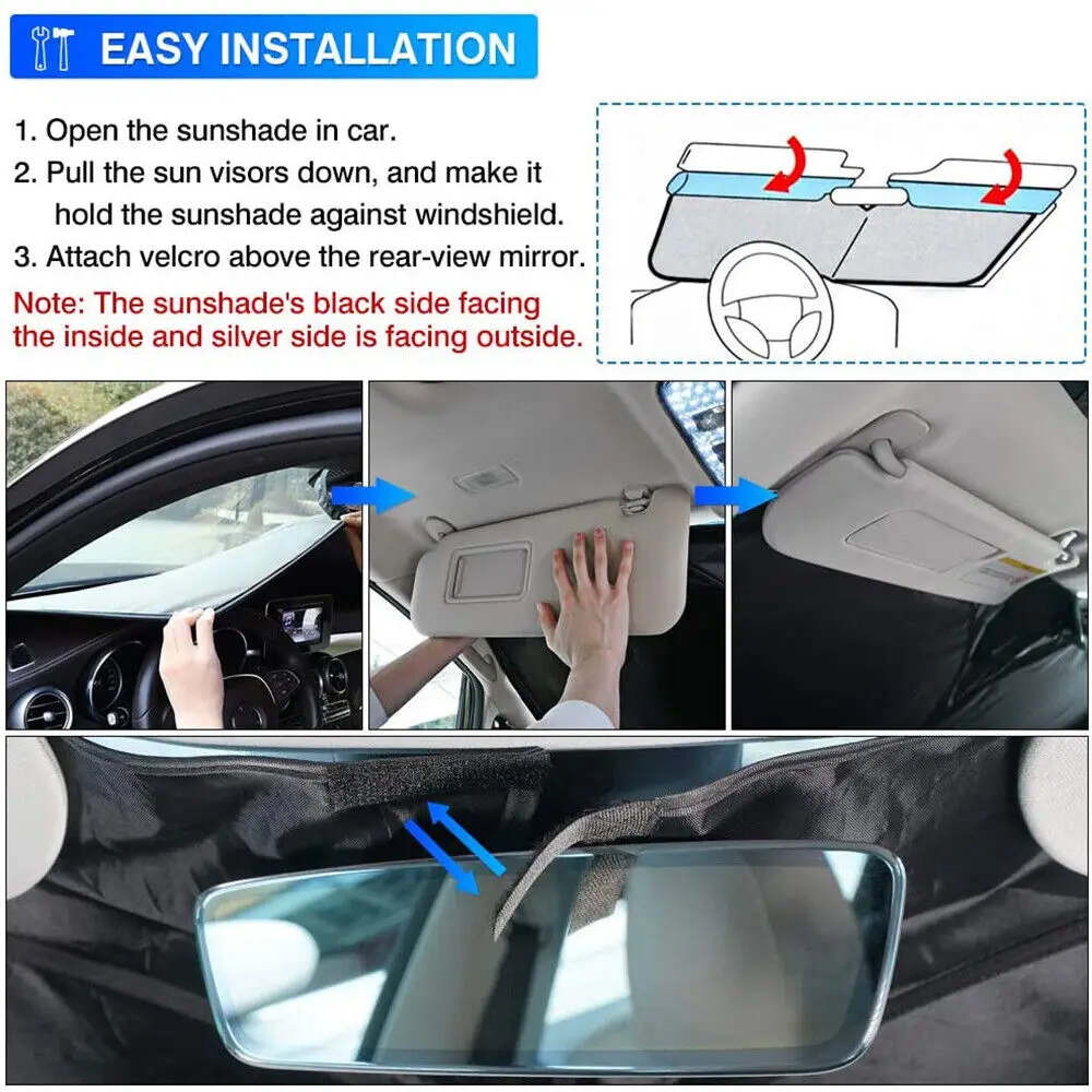 Windshield Sunshade for Tesla Model Y 3 2017-2025 2026 Folding Front Window Sun Shade Cover Heat Protection Visor Accessories view 2
