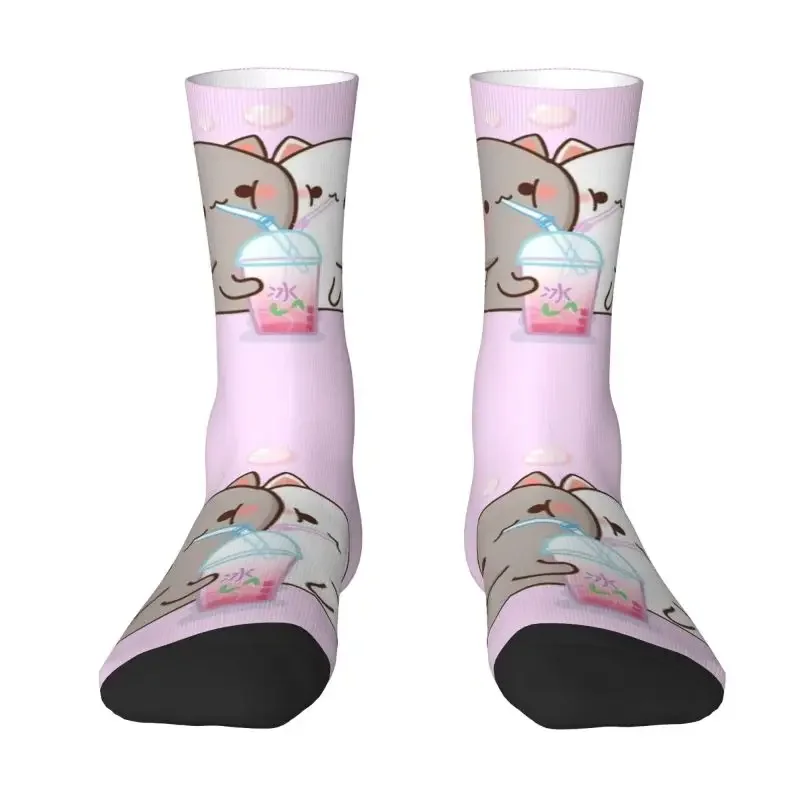 

Couple Mochi Cat Peach And Goma Dress Socks Mens Womens Warm Fashion Crew Socks