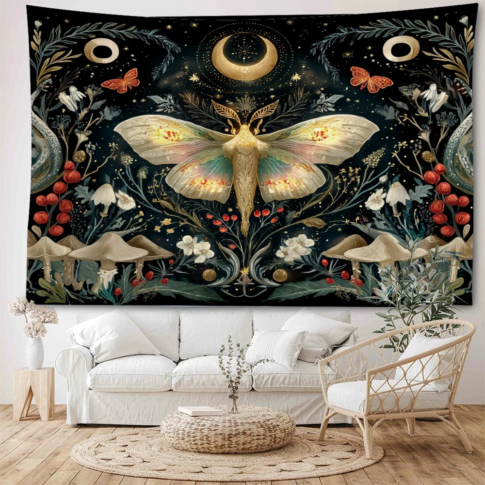 Psychedelic butterfly colorful butterfly moon background decorative tapestry Bohemian hippie wall decorative tapestry