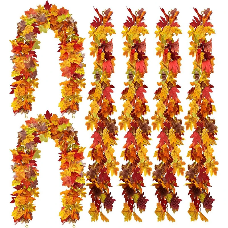 1/2Pcs Fall Wreath Maple Leaves 3.2/5.7/6.5 Ft Hanging Rattan Wreath for Thanksgiving Decor Home Wedding Party Christmas Decor