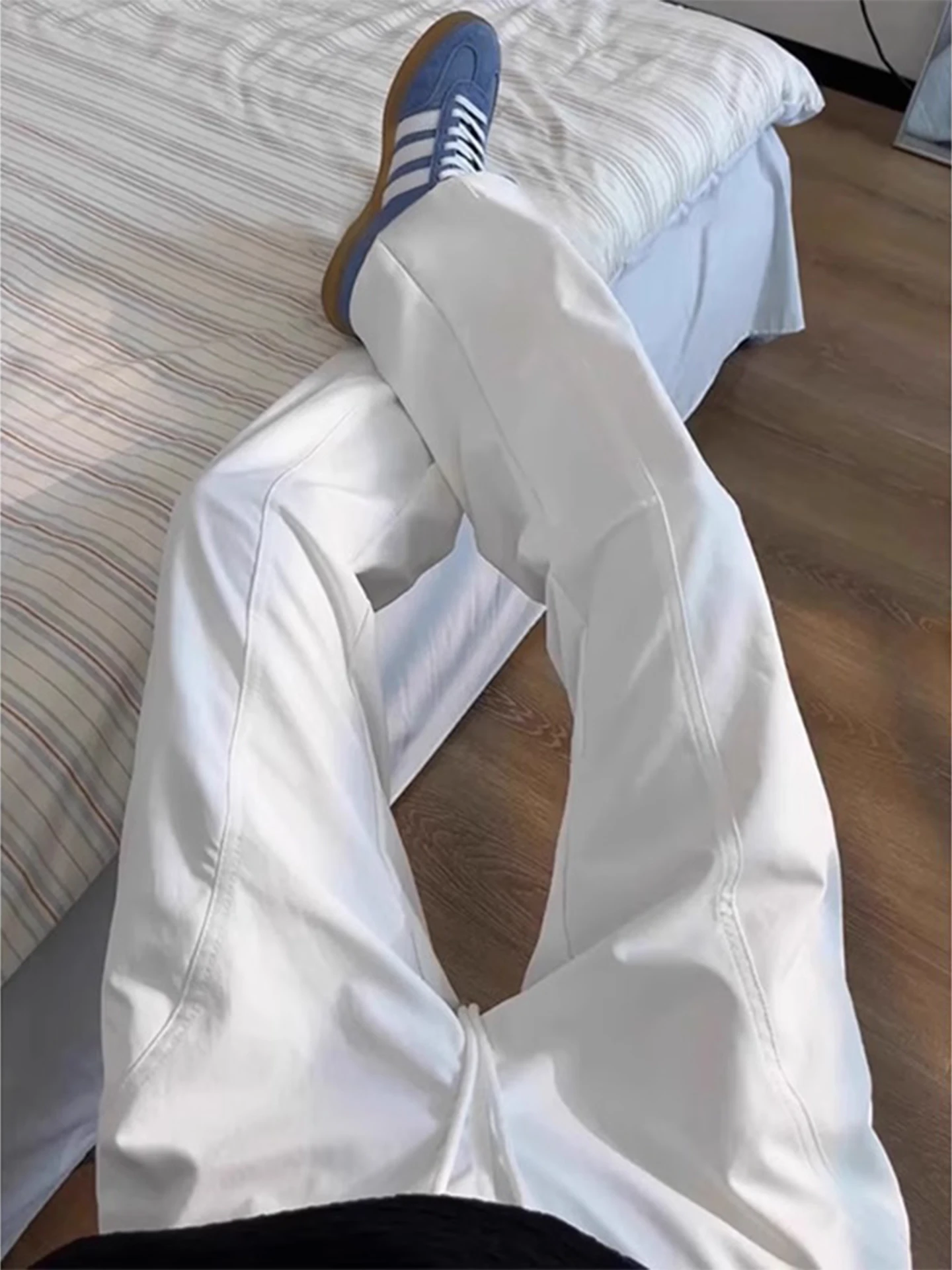 

White Waterproof Men's Summer Thin Qui Dry Work Trousers Straight Leg Cargo Pants Breathable Lightweight Comfortable Fit