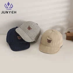 Hat For Boy Japanese Simple Cute Bear Print hats Soft Brim Baseball Cap Denim Cotton Caps For Kids 1-3 Years