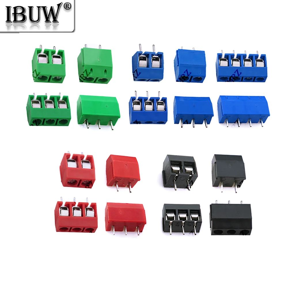 10PCS 5.0mm 2P 3P Blue Black Green PCB Terminal Block Connector Pitch 5.0mm KF301 Straight Pin 2P 3P