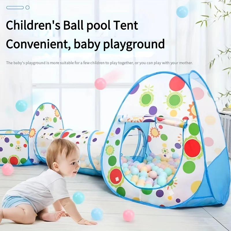 Children's Indoor Ocean Ball Pool Three-in-one Tunnel Fence Toys, Convenient Baby Crawling, Outdoor Shooting Game Park Toy House