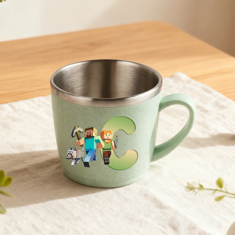 بكسل لعبة تحت عنوان كوب ماء صبي فتاة Minecrafted الفولاذ المقاوم للصدأ فرشاة الأسنان أكواب الكرتون المنزل القهوة شرب زجاجة كوب ماء الحليب #3