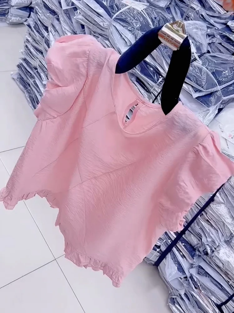 Sli ort Sve Loose Women's irt Summer New Sle Dimagrante Carne Che Copre Piccola Fraanza Vento Top Coreano Sle Pendolarismo