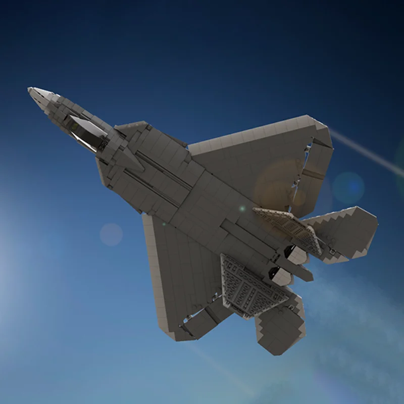 Military Aircraft Model MOC Building Bricks F-22 Raptor Fighter Jet Modular Technology Gifts Holiday Assemble Children Toys Suit