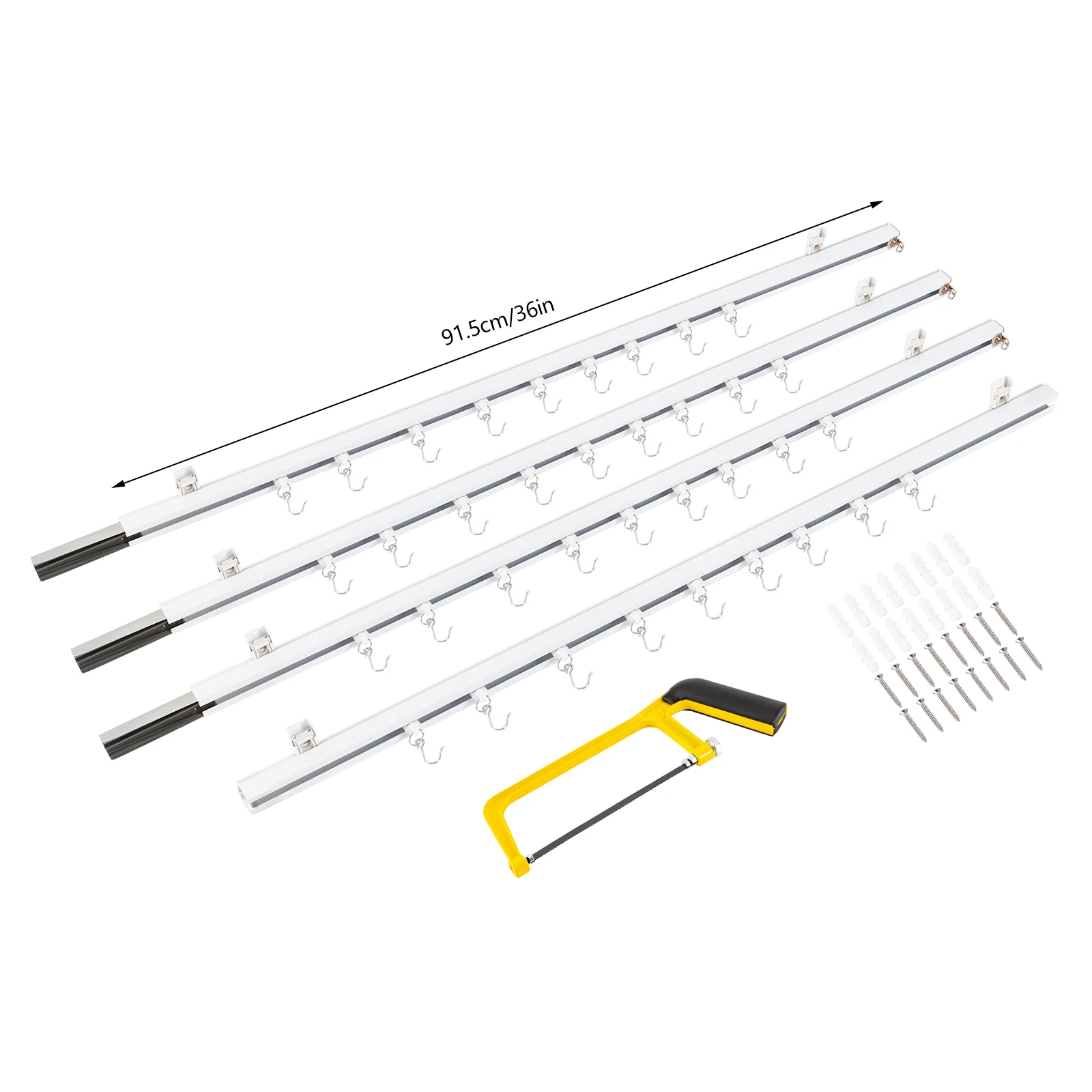 

Набор для карниза на потолок или стену с крючками, регулируемая длина 0,9–1,8 м, для гостиной и спальни