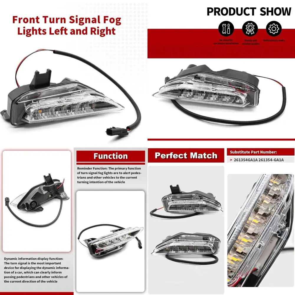 

Pair of Front Bumper Lights for 2014-2020 Q50 Sport, Compatible with Turn Signal, Fog, Daytime Running Lights, Sequential Turn S