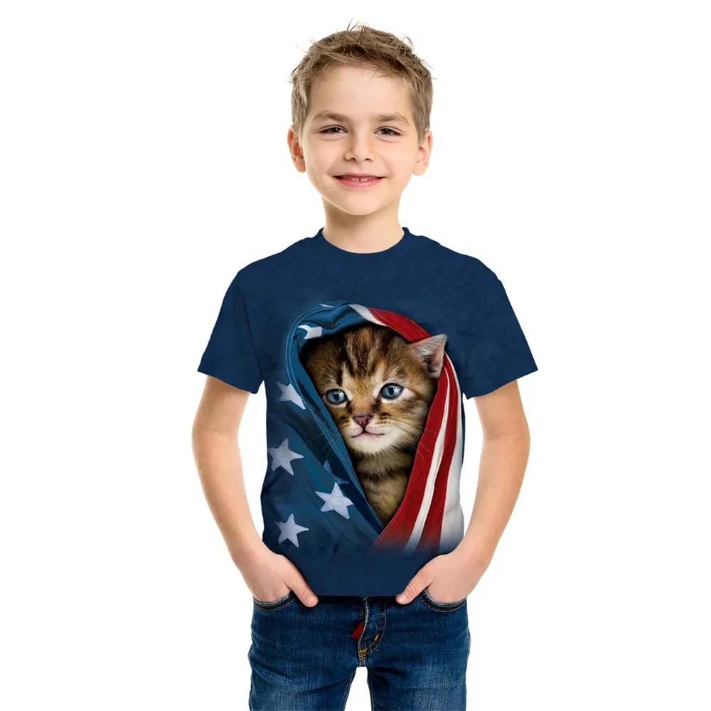 Summer Baby Boys T-Shirt Animal Face T Shirt Children's Clothing Unisex Quick-Drying O-Neck Clothes Funny Short Sleeve Top Tees