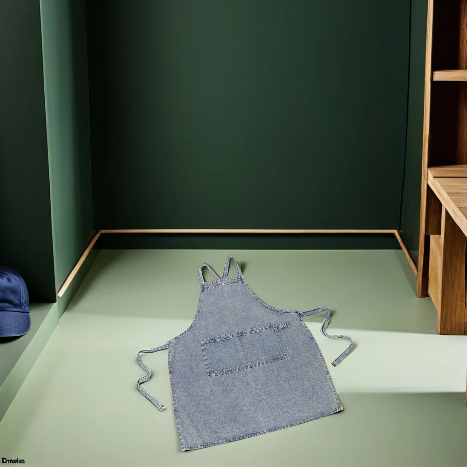 Kitchen Denim Apron Women Vintage Style Cooking Baking Restaurant Server Workwear Large Pocket Wear Resistant Easy Clean