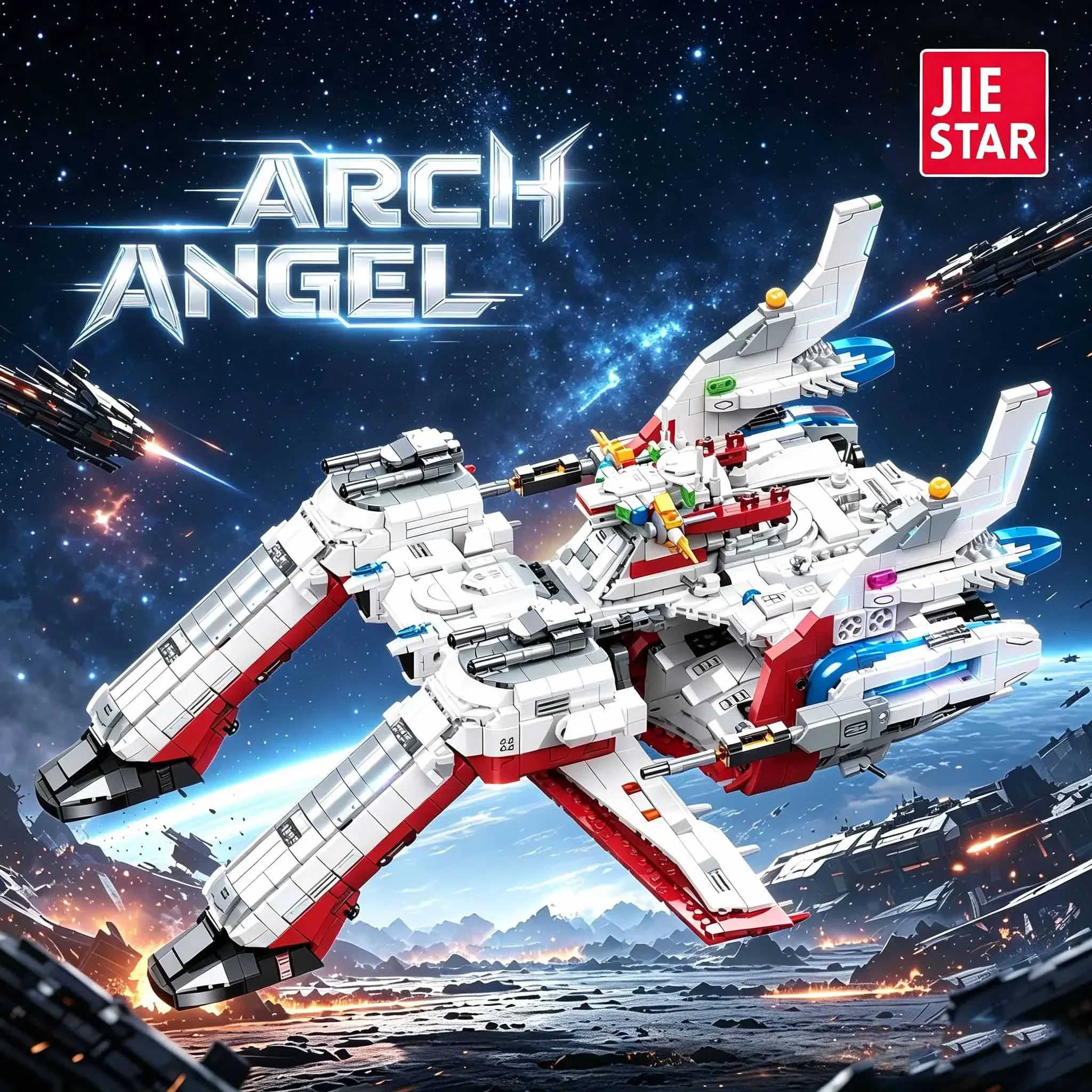 2899 Pcs Anime Military Star Archangel Spacecraft Building Blocks Set Technical Space Wars MOC Toys for Adults Christmas Gift