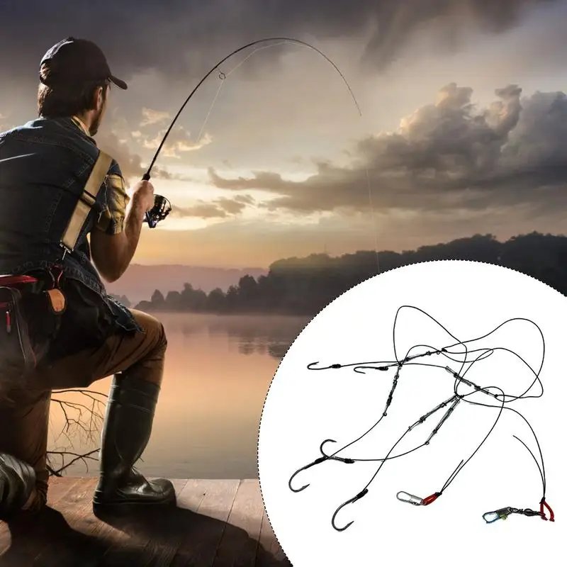 Tandem Hook Rig Saltwater Fishing Hooks Barbed Stainless Steel Hook Strong Fish Hooks Efficient Fishing Accessories For