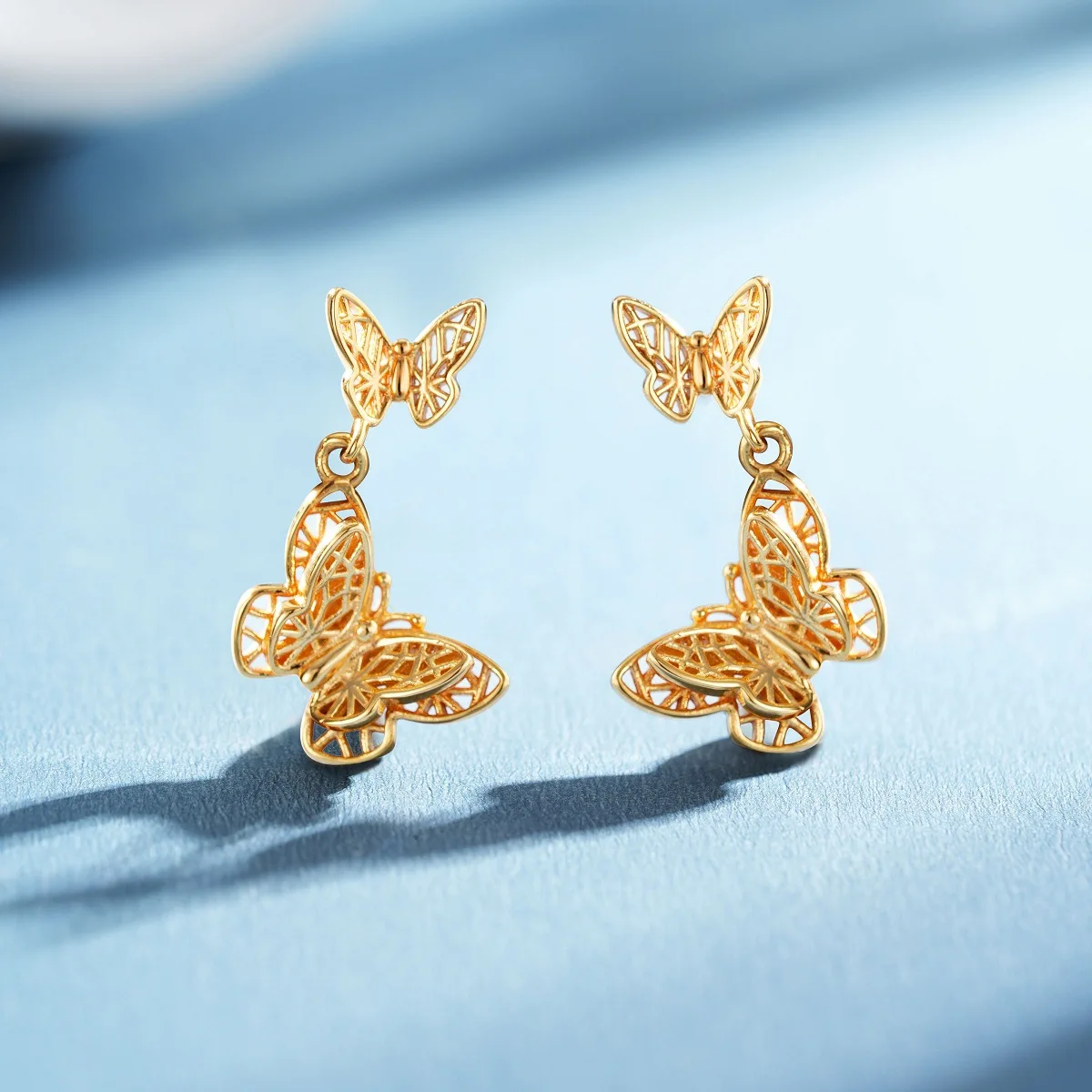PT950 Platinum Butterfly Earrings for Women, High Grade AU9999 Ear Ring