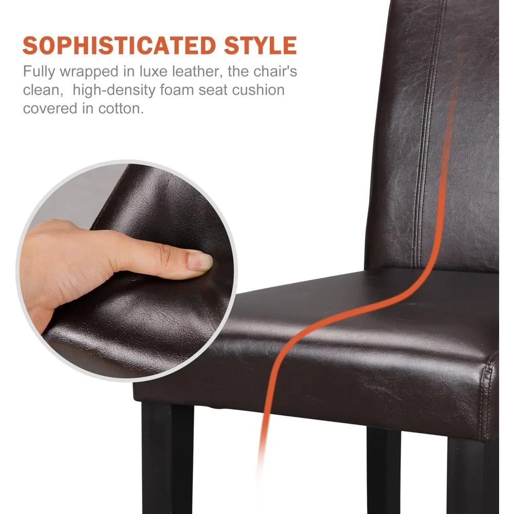Faux Leather Dining Chair Set of 4 with Wood Legs Waterproof & Oilproof Stretch Kitchen Dining Room Restaurant Chairs image 5