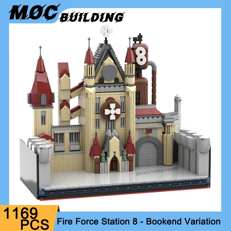 Stad Straat Uitzicht Brandweerkazerne Model Moc Bouwstenen Kathedrale Architectuur Diy Assembleren Bakstenen Collectie Speelgoed Kinderen Cadeau