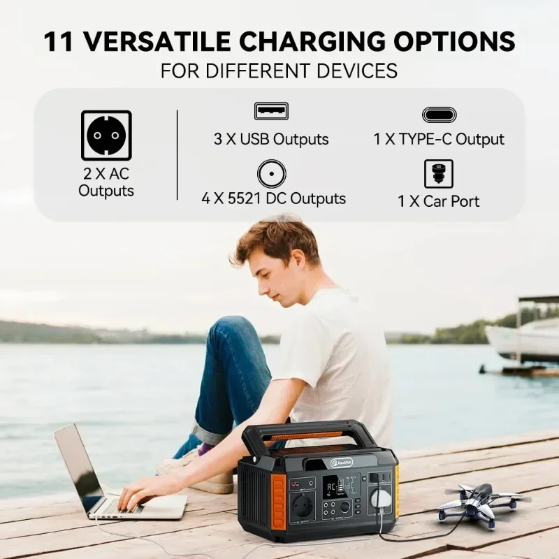 Portable Powerstation 560W Portable Solar Generator 230V Pure Sine Wave AC Outlets 520Wh Charging Station for Camping Outdoor