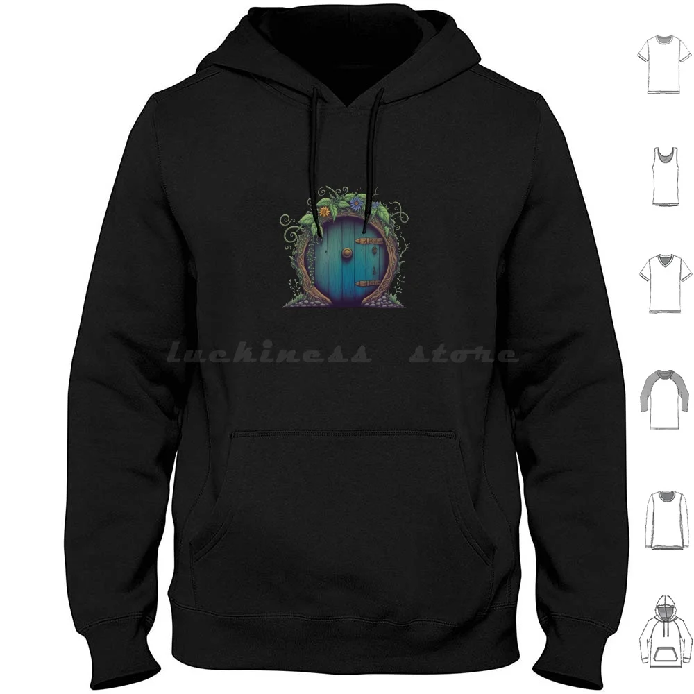 Beautiful Round Door-Black-Fantasy Hoodie cotton Long Sleeve Fantasy Lonely Mountain Mountain Gandalf Frodo Bilbo Baggins