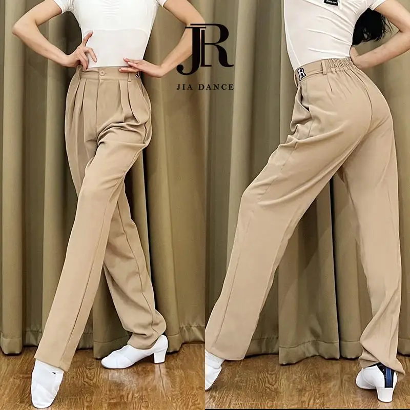 맞춤형 라틴 댄스 드레스 슬림핏 바지 날씬해 보이는 루즈핏 하이웨이스트 바지 국가 표준 댄스 바지 124