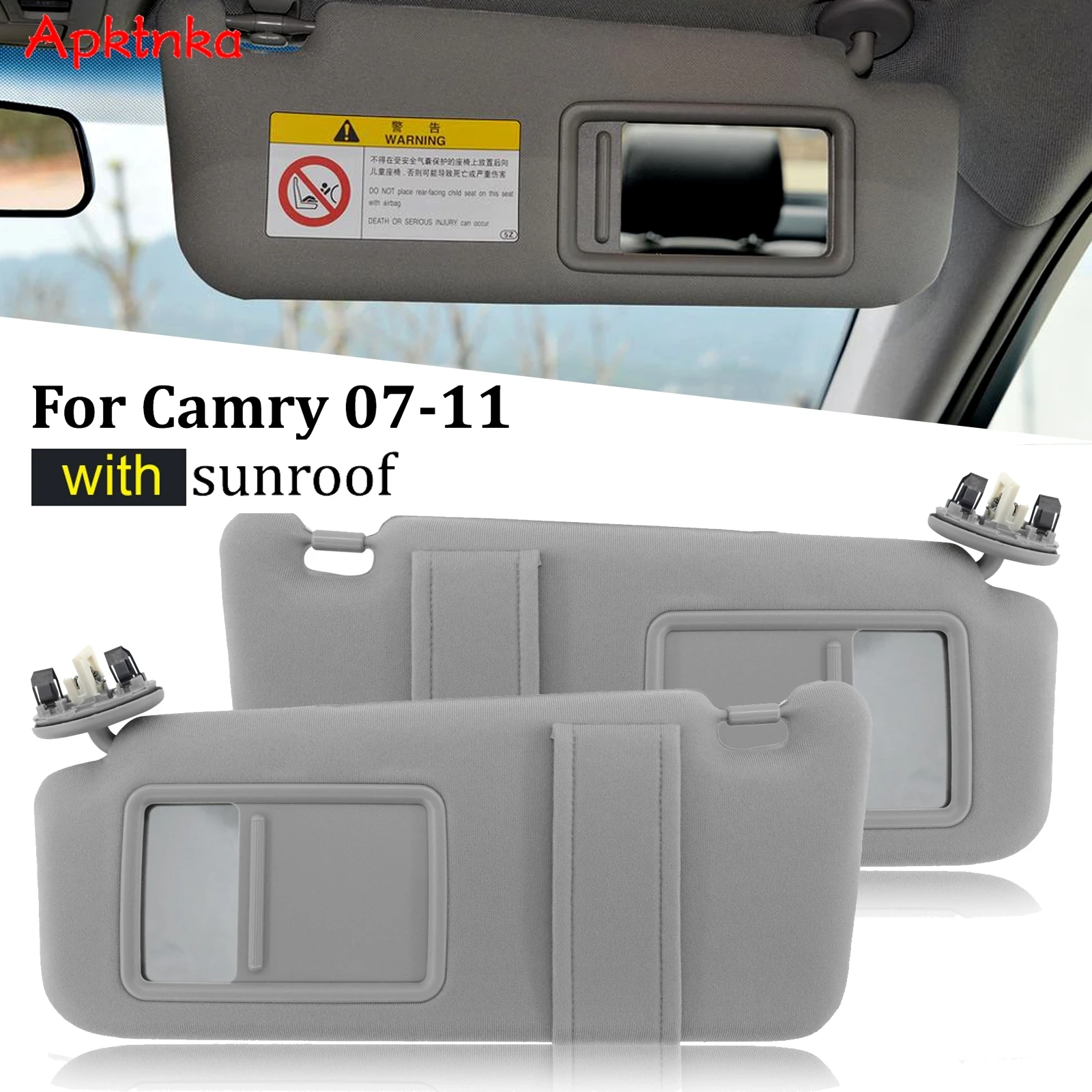 

Sun Visor Replacement Gray For Toyota Camry 2007 - 2011 With Sunroof Left Right Driver Car Window Cover Shade Sunvisor Shield SE