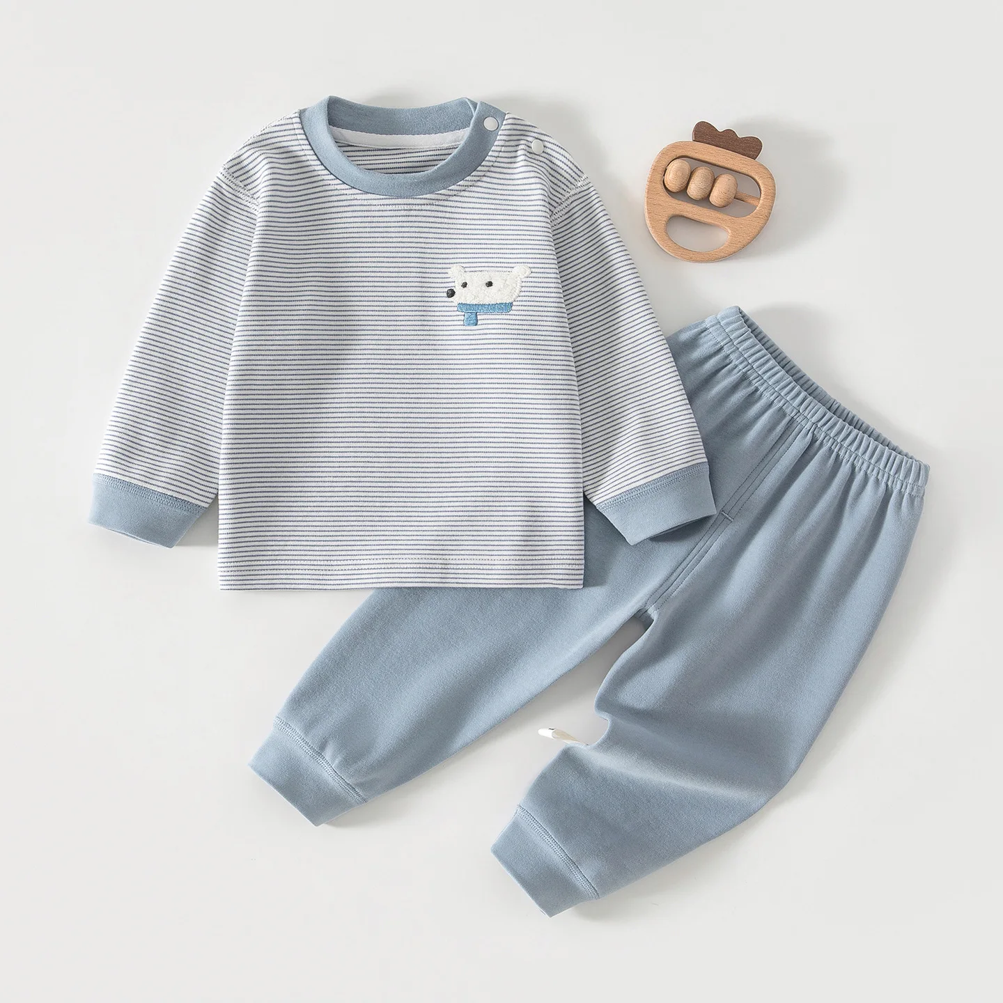 Baby Suit Children's Spring and Autumn Underwear Long Johns Boys and Girls Soft Wool Home Wear Printed Jacquard Two-Piece Suit