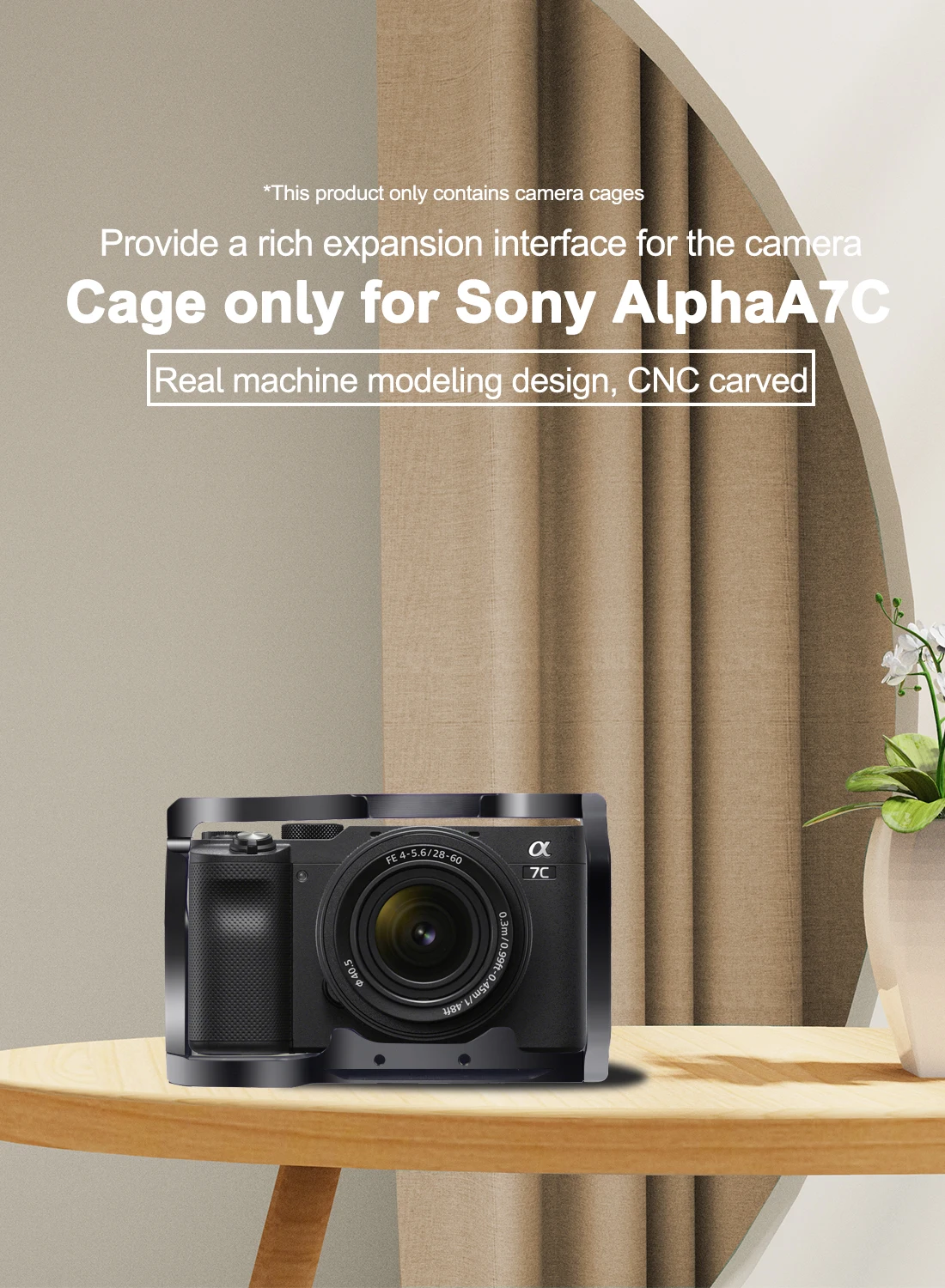 BGNing A7C2 A7CII A7CR Schnellwechselplatte L-Halterung Holzgriff Vollständige Abdeckung Kamerakäfig für Sony A7C SLR Handgriffhalter – Detail 14