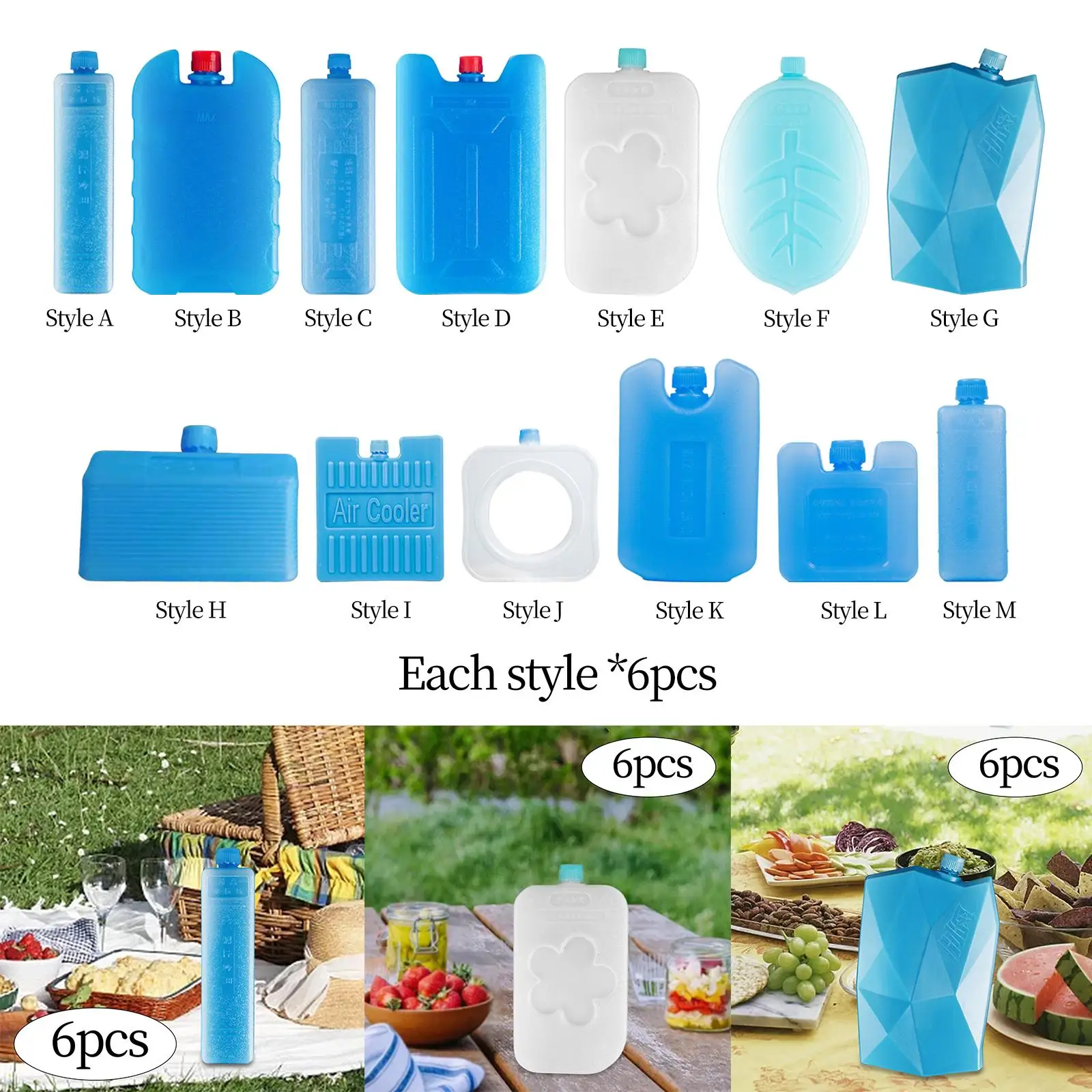 Reusable Ice Blocks Cooling Ice Pack for Cooler Box Camping Freezer Packs for Food Drink Long Lasting Portable Cold Gel Brick