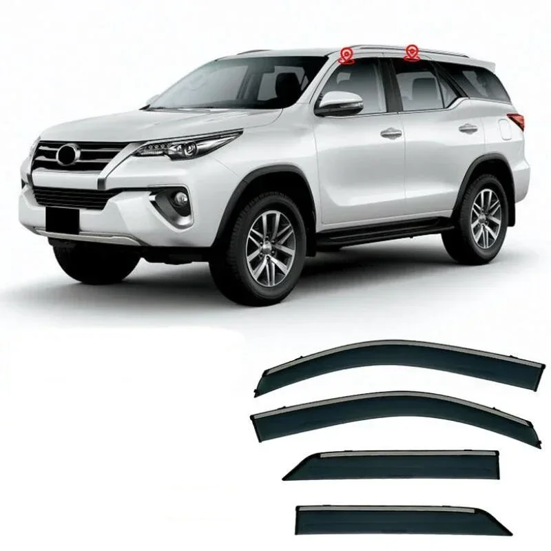 Window Visor Awnings & Shelters Side Window Deflector For Fortuner 2004 2005 2006 2007 2008 2009 2010 2011 2012 2013 2014 - 2024