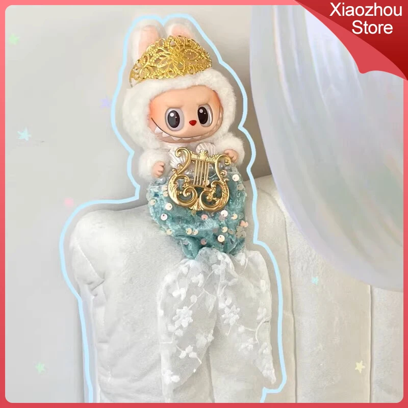 

Suitable For Super Cute 17cm Labubu Clothing Mermaid Doll Clothes Suit Summer Shell Pearl Crown Mermaid Swimsuit Accessories