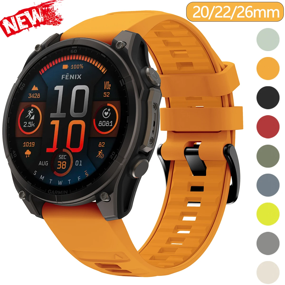 Neues 20/22/26 mm Sportarmband für Garmin Fenix 8 7X 7 7Pro 7S 6X 6 6S 5X 5S Plus Enduro 2 Forerunner 955 Silikon-Schnellarmband